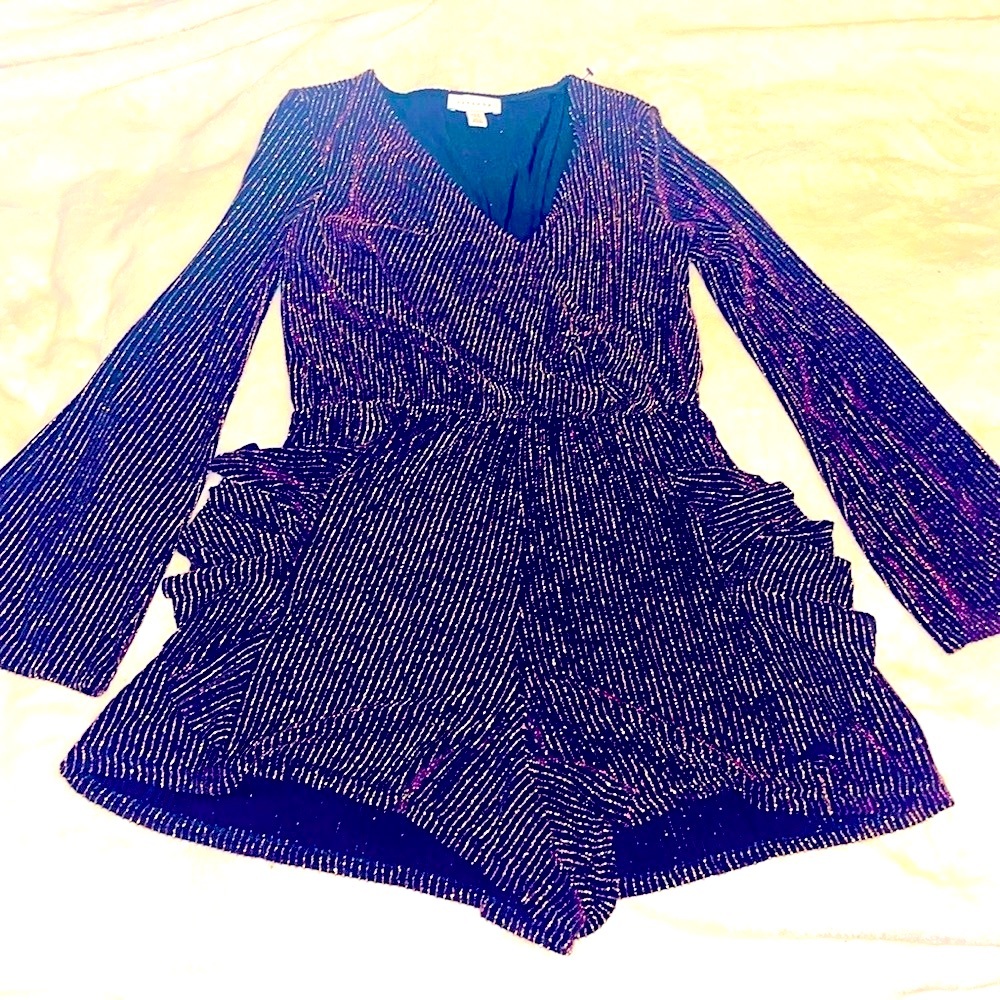 Topshop shorts romper holiday sparkling black/gold 8